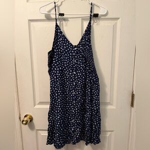 Aerie Navy and White Polka Dot Dress
